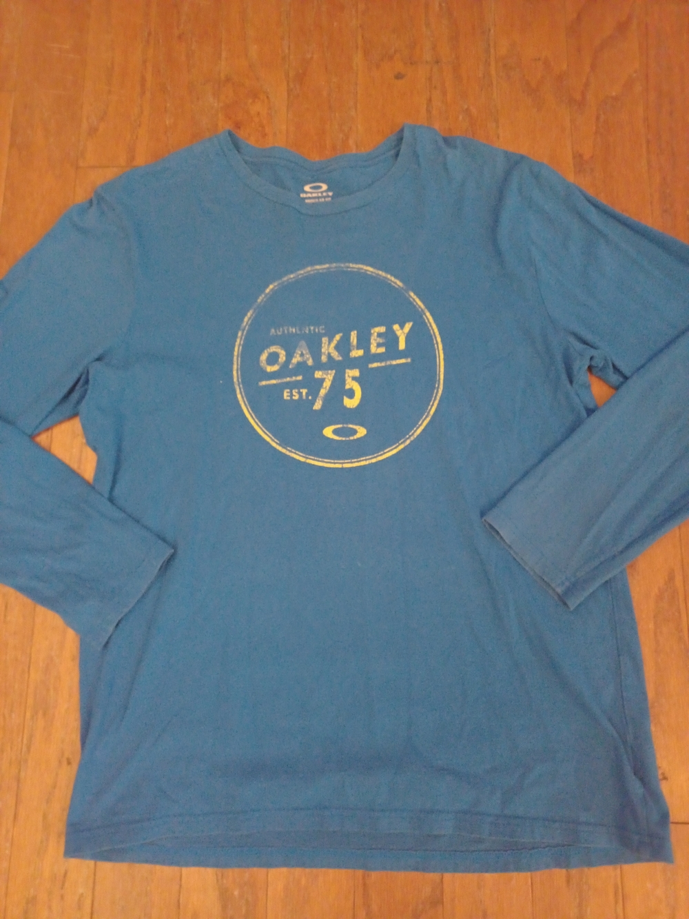 Oakley Blue Long Sleeve Tee with Yellow Logo